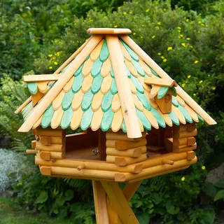 Deko-Shop-Hannusch XXL massives Luxus Vogelhaus, Vogelhäuser + absolut. Blickfang + imprägniert, Vogelfutterhaus mit Futtersilo, Silo, V13g XXL