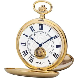 Regent Taschenuhr Regent Herren Taschenuhr Analog Gehäuse, (Analoguhr), Herren Taschenuhr rund, extra groß (ca. 53mm), Metall, Elegant goldfarben