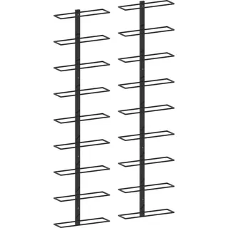 vidaXL 2X Wand Weinregal für 18 Flaschen Flaschenregal Flaschenhalter Wandregal Hängeregal Flaschenständer Weinflaschenregal Schwarz Eisen