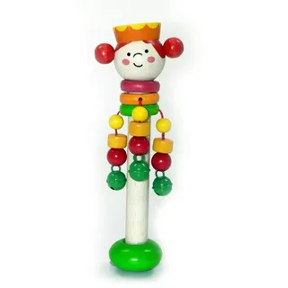 HESS SPIELZEUG Greifspielzeug Holzspielzeug Schellenstab Prinzessin BxHxT 6x18x6cm NEU bunt