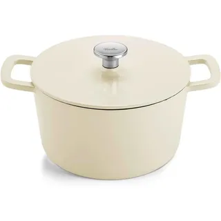 Fissler Bratentopf Fissler Emaillierter Gusseisen Bräter 24cm Elfenbeinweiß, Gusseisen weiß