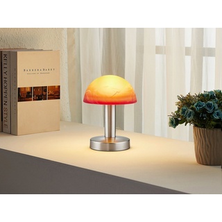 meineWunschleuchte LED Nachttischlampe, Dimmfunktion, LED wechselbar, Warmweiß, kleine Nachttischlampe Touch dimmbar Pilz-lampe Fensterbank, Höhe 21cm orange|silberfarben