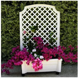 NYVI Blumenkasten Pflanzkasten NYVIGreen 79x35x134 cm 42L Bewässerungssystem & Spalier (1 St), Pflanzkübel aus wetterfestem & recyceltem Kunststoff, Steckmontage weiß