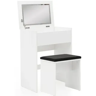 KADIMA DESIGN Schminktisch mit Klappfach und Spiegel, inklusive Hocker, Melaminharzbeschichtung