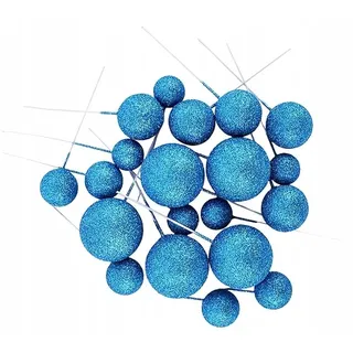 Festivalartikel Tortenstecker Tortendekoration Kugeln am Stiel Gold Topper Ball goldenen Kugeln blau