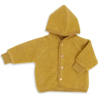 Engel - Wollfleece-Kapuzenjacke HOLZKNÖPFE in safran melange, Gr.50/56