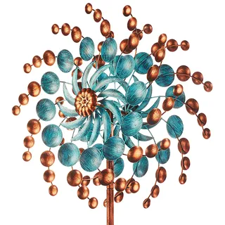 Kobolo Windrad Bubbles XXL, 61x213 cm, braun, XXL Metallwindrad, wetterfester & dekorativer Gartenstecker als Eyecatcher für Beet, Rasen, Vorgarten & Moderne Gartengestaltung