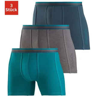 BENCH Langer Boxer grau/blau L 3er Pack