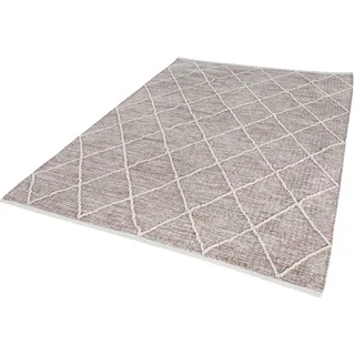Teppich MY HOME "Pamplona" Teppiche Gr. B/L: 140 cm x 200 cm, 8 mm, 1 St., braun Baumwollteppiche Handweb-Teppich, Rauten-Motiv, handgewebt, reine Baumwolle