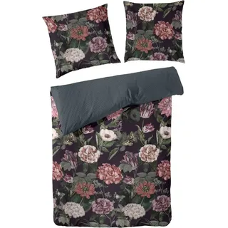 Primera Bettwäsche Mako-Satin Bettwäsche "Blümerant", Mako-Satin, 2 teilig, Mit großen Blumen grün|rosa|rot|schwarz