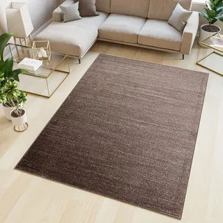 TAPISO Sari Teppich Kurzflor Dunkelbraun 120 x 170 cm | 100% Polypropylen, 10 mm Florhöhe, gewebt