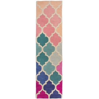 Läufer FLAIR RUGS "Rosella" Teppiche Gr. B/L: 60 cm x 230 cm, 10 mm, 1 St., pink (pink, blau) Küchenläufer