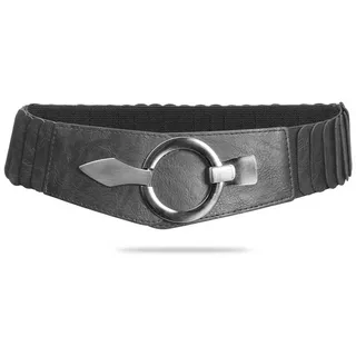 Caspar Taillengürtel GU300 Damen elastischer breiter Stretch Gürtel grau 88 für Körperumfang 95-115 cm