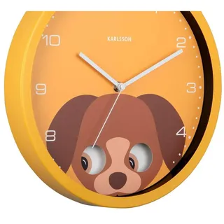 Karlsson, Wanduhr, Wanduhr Hund Ø 30.8 cm, Gelb, Form: Rund (30.80 cm)