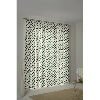 ADAM Audio Vorhang ADAM "Dots", grün (naturweiß, dunkelgrün), B:145cm H:145cm, Jacquard, Baumwolle (Bio-Baumwolle), Leinen, Gardinen, aus Leinen und Bio-Baumwolle