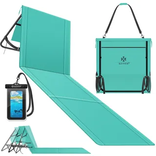 KESSER® Klappbare Strandmatte mit Verstellbarer Rückenlehne – Faltbare Strandliege mit Tragegurt, wasserdichter Tasche & Aufbewahrung – Sonnenliege für Strand, Garten & Terrasse 130 kg belastbar