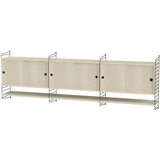 Sideboard wandmontage mit Regalböden Schwarz Esche