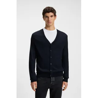 Boss ORANGE Strickjacke Avac mit tiefem V-Ausschnitt blau M (48)