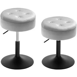 WOLTU Schminktisch Stuhl 2er Set, Sitzhocker mit Stauraum, Hocker Höhenverstellbar aus Bequemem Samt, 360° drehbar, Für Schlafzimmer, Wohnzimmer, Esszimmer, Hellgrau, BH329hgr-2
