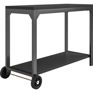 HOMCOM Gartenwagen aus Stahl Planchawagen Servierwagen mit Rollen Outdoor Servierwagen mit Arbeitsfläche 135 x 55 x 86,5 cm Schwarz   Aosom