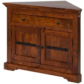 MASSIVMOEBEL24.DE Eckkommode 107 x 80 x 54 cm Nougat lackiert / Braun