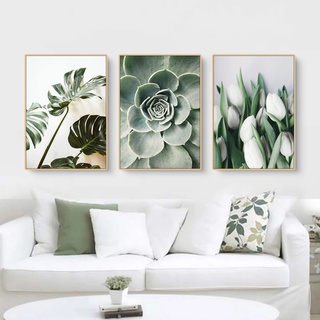 EXQUILEG Wandbilder Grüne Blätter Pflanze, Moderne Premium Poster Set für Wohn-Schlafzimmer Wandeko, Ohne Rahmen-3er Set Premium Poster (Poster Set GrüN A,50cmx70cm)