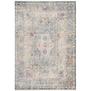 SAFAVIEH Traditionell Teppich für Wohnzimmer, Esszimmer, Schlafzimmer - Illusion Collection, Kurzer Flor, Blaugrün und Creme, 91 X 152 cm