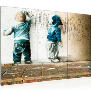Runa Art Wandbilder Kinder Graffiti Bild XXL Babyzimmer Spielzimmer Bunt Streetart 120 x 80 cm 3 Teilig 039231a