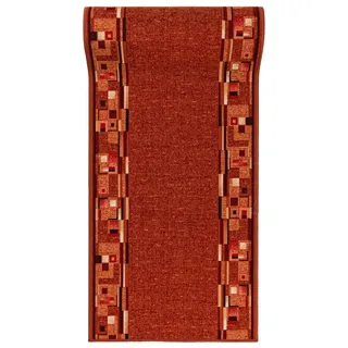 Mazovia Läufer Läufer Teppichläufer Brücke - Vorzimmer Küche - Terracotta Rost, 67 x 100 cm, Kurzflor, Rutschfest, Meterware, Verschiedene Größen orange 67 x 100 cm