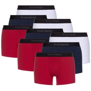 Bruno Banani Herren Boxershorts, Vorteilspack - Energy Cotton, Baumwolle, einfarbig mit schwarzem Bund rot/blau/weiß L (Large) 9er Pack (3 x 3P)