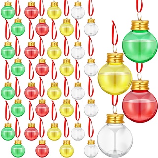 Weihnachtskugeln für Weihnachten, befüllbar, Baumschmuck, Wasserflasche, Glühbirnenform, Kunststoff, transparent, Weihnachtsschmuck, Anhänger, Kugelglocke für Zuhause, Party-Dekoration (bunt, 36)