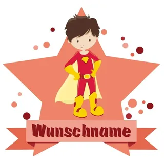 Samunshi® Superheld Jay Wandtattoo Türschild mit Name personalisierbar Kinderzimmer Türaufkleber Baby Wandaufkleber - 70x61cm mehrfarbig