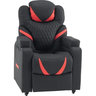 HJH Office Loungesessel Game Sport RX Kunstleder 90 x 170 x 0 cm Rot/Schwarz drehbar