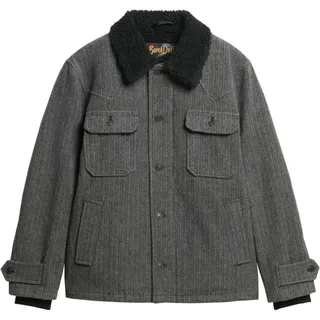 Superdry Merchant Wool Chore Jacke Charcoal Herringbone XL