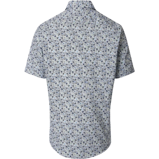 Kurzarmhemd CASAMODA "CASAMODA Freizeithemd Kurzarm Print", Herren, Gr. L, Normalgrößen, bunt (blau), 100% Baumwolle, bedruckt, comfort fit, Hemden