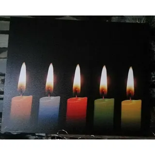 Kerzen LED Leinwand Bild Wandbild 40x50cm Leuchtbild 5 Lichter Bunt Weihnachten