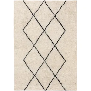 benuta Pure Wollteppich Creme, Textil, Rauten, Rechteckig, 200x300 cm pflegeleicht, Teppiche - Böden, Teppiche, Naturteppiche