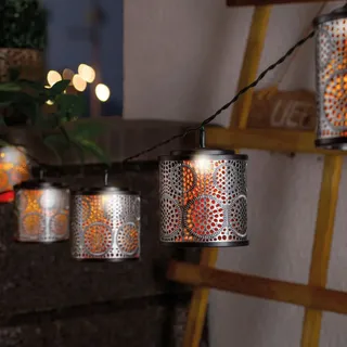 esotec Solar Laternen-Lichterkette Marokko Kunststoff 2 m 8 LEDs warmweiß silber-gold