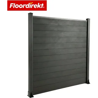 Floordirekt Lamellenzaun 180 x 180 cm Schwarz/WPC