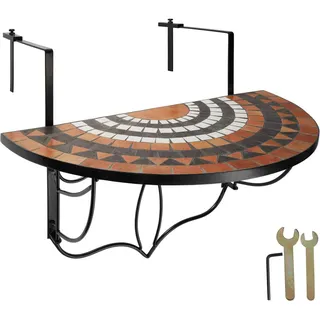Tectake Balkontisch 75 x 65 x 62 cm Terracotta/Weiß