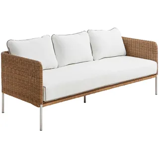 Amatio Loungesofa, Natur, Weiß, Edelstahl, Metall, Kunststoff, Textil, 3-Sitzer, Füllung: Schaumstoff, 183x65x75 cm, Loungemöbel, Outdoorsofas