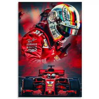 Huangchen Sebastian Vettel F1 Racing Driver Poster, dekoratives Gemälde, Leinwand, Wandkunst, Wohnzimmer, Poster, Schlafzimmer, Gemälde, 60 x 90 cm
