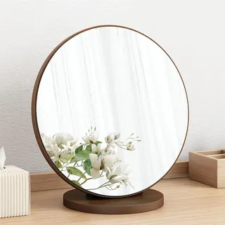 Verstellbarer Schminkspiegel aus Holz – High-Definition-Tisch-Kosmetikspiegel für Make-up, Schlafzimmer & Reisen – runder Schminktischspiegel – tragbar & abnehmbar
