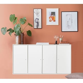 Hammel Furniture Sideboard Mistral Kubus, mit vier Türen, Wandmontage/stehend, Breite: 136 cm weiß