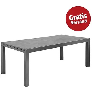 Sunfun Maja Gartentisch Stone  (L x B x H: 300 x 100 x 74 cm, Aluminium, Sintered Stone, Ausziehbar, Night-Grey)