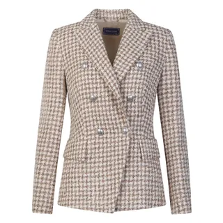 White Label by RoFa Blazer Zweireihiger Blazer in zeitlosem Pepitamuster braun 40