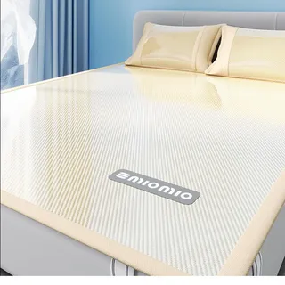TBATM Eisseiden-Kühlmatte Mit Kissenbezug Für Erwachsene, Kissen Bequeme Kühlmatte Für Den Menschen, Kühlende Bettdecke Für Den Sommer Mit 1 Kissenbezug,Gelb,90x200cm