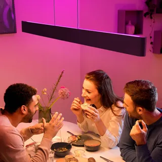 Philips Hue Smarte Hängelampe Ensis, dimmbar, schwarz, für Wohn- / Esszimmer, Aluminium, Modern, Smart Home Pendelleuchte - 129.8 cm - 4 cm - 9 cm