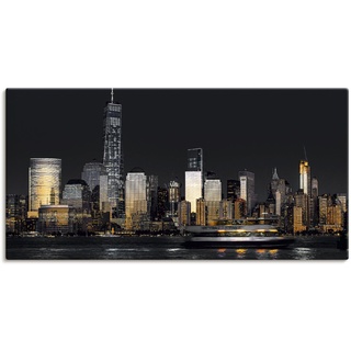 Wandbild ARTLAND "New York Financial Distrikt" Bilder Gr. B/H: 100 cm x 50 cm, Leinwandbild New York Querformat, 1 St., grau Kunstdrucke