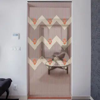 Bambusvorhang Türvorhang Bunt Holz Perlenvorhang Perlen Türvorhang Trennwand Insektensicher Holzperlenvorhang Raumteiler Dekovorhang für Wohnzimmer, Schlafzimmertür, Balkontür (90*195cm, 60 Strängen)